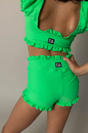 Frankie Ruffle Shorties - Neon Green